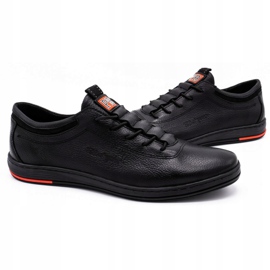 Polbut Chaussures décontractées pour hommes en cuir noir K23 3