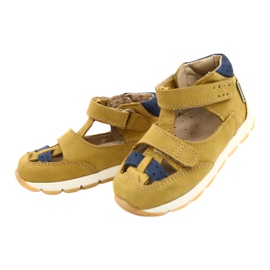 Sandales pour garçons en cuir pour Velcro Mazurek 1187 C. Jółty jaune 1