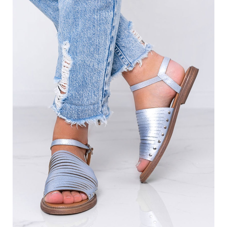 Sandales marron soleil bleu brillant rose 1