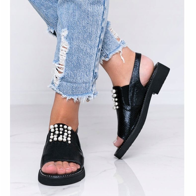 Sandales noires à perles Like A Woman le noir 1