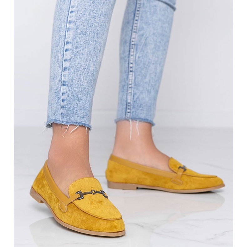 Mocassins moutarde en éco-suède Juliette jaune 1