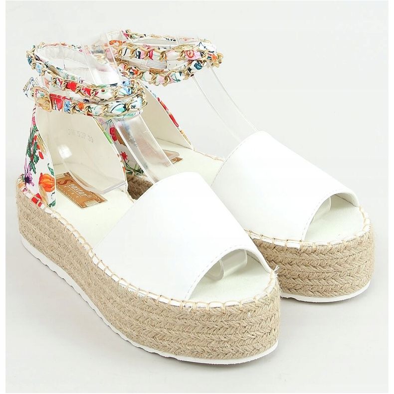 Espadrilles bout ouvert blanches JH153P Blanc multicolore 1