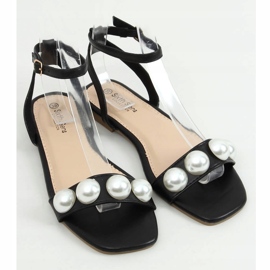 Sandales pour femmes noires avec perles H19 Black 1