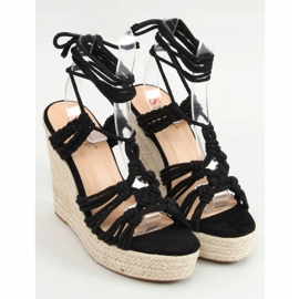 Espadrilles noires sur un coin tressé noir M319P Noir 1