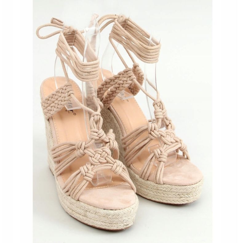 Espadrilles sur un coin tressé bohème beige M319P Nude 1