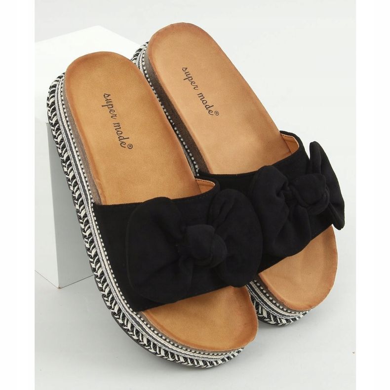 Noir 7705 Chaussons noirs sur la semelle décorée le noir 1