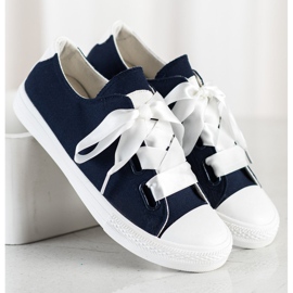 SHELOVET Baskets nouées élégantes bleu marine 1