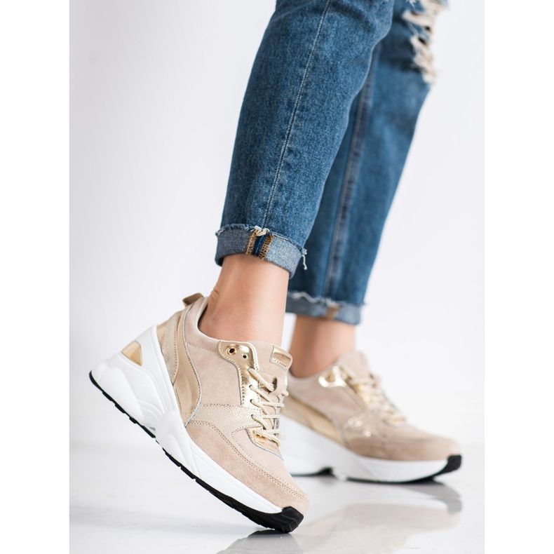 Filippo Baskets compensées en cuir beige 2