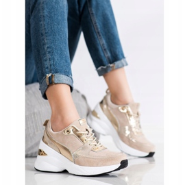 Filippo Baskets compensées en cuir beige 1