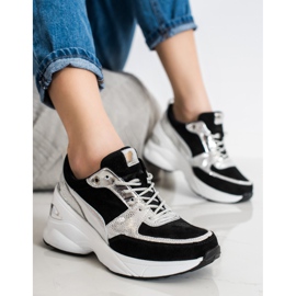 Filippo Baskets compensées en cuir le noir 2