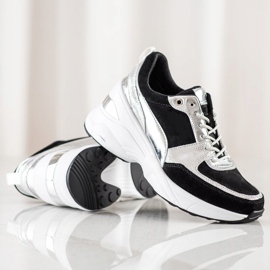 Filippo Baskets compensées en cuir noir 1