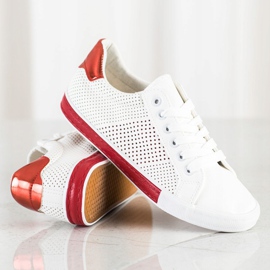 SHELOVET Baskets ajourées à empiècement rouge blanche 1