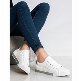 SHELOVET Sneakers Ajourées Avec Insert Argenté blanche 3