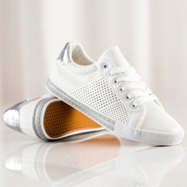 SHELOVET Sneakers Ajourées Avec Insert Argenté blanche 1