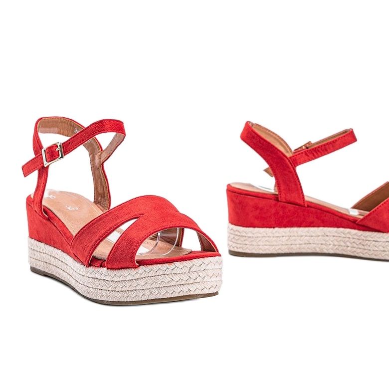 Espadrilles rouges sur le talon compensé Moon Rising 1