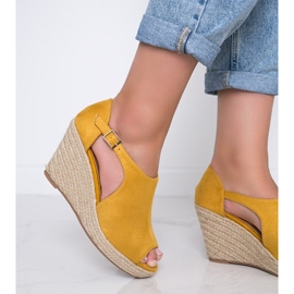Sandales compensées moutarde Moko jaune 1