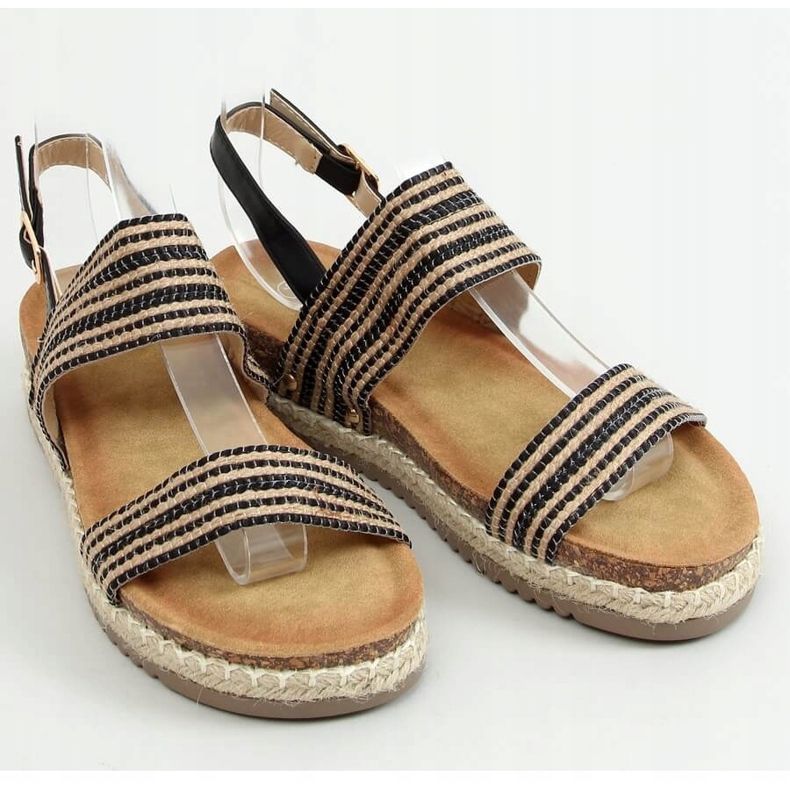 Sandales espadrilles noires FD-50 Noir beige 1