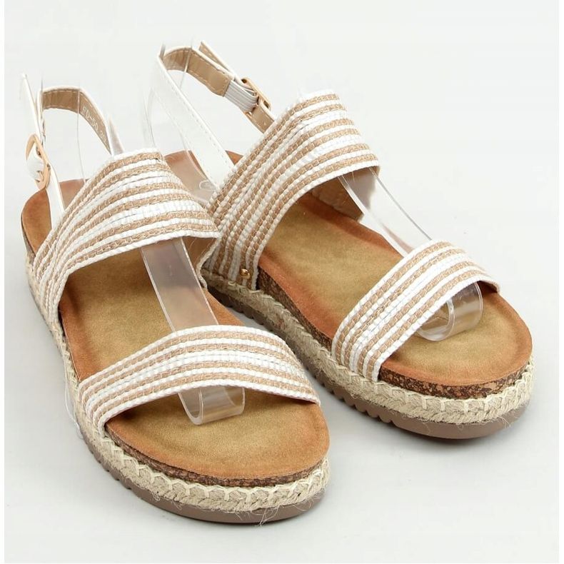 Sandales espadrilles blanches et beiges FD-50 White 1 Sandales espadrilles blanches et beiges FD-50 White 1