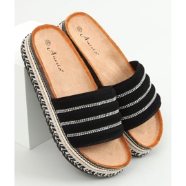 Black N-96 Chaussons noirs sur la semelle décorée 1