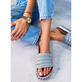Bleu N-96 Chaussons bleus sur la semelle décorée 3