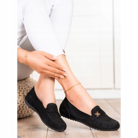 Fama Mocassins en daim avec ornement le noir 1