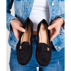Fama Mocassins en daim avec ornement le noir 2