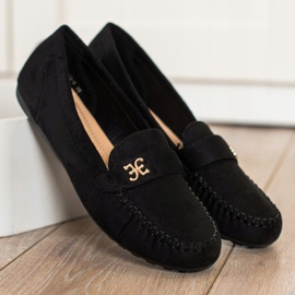 Fama Mocassins en daim avec ornement le noir 3