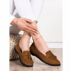 SHELOVET Mocassins décontractés à franges brun 2