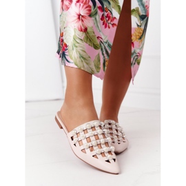 PS1 Pantoufles Beige Ripple Avec Tige Et Perles 2 PS1 Pantoufles Beige Ripple Avec Tige Et Perles 2