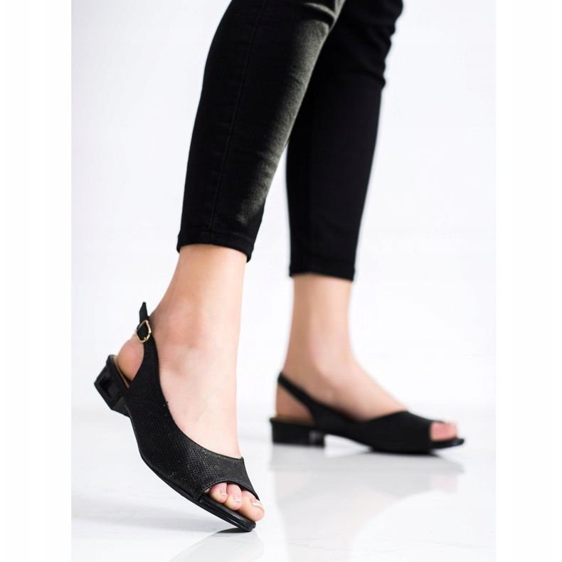 Sabatina Sandales Ajourées Sur Talons Bas le noir 2