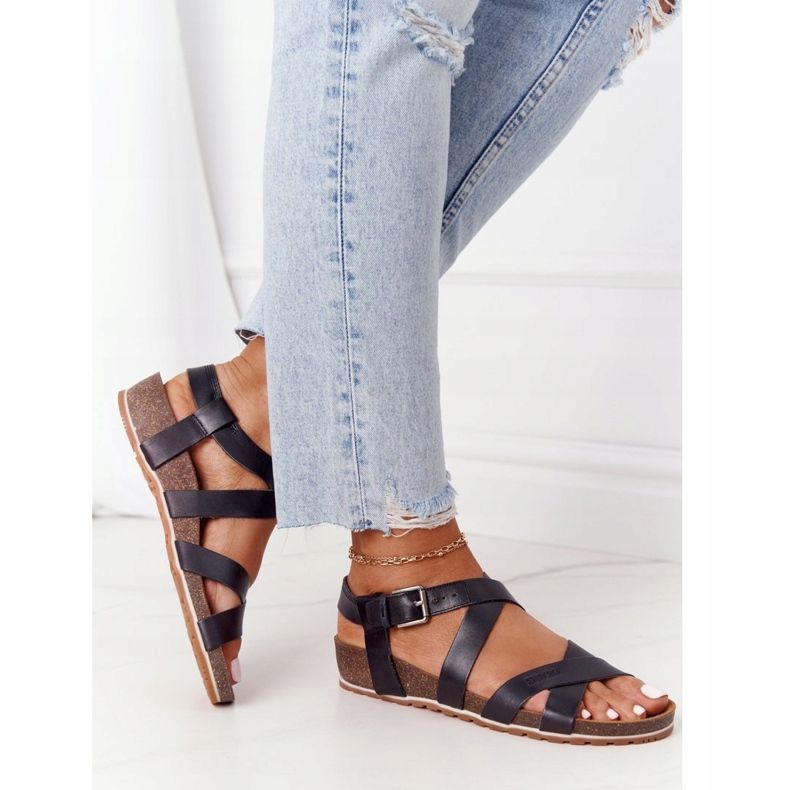 Sandales noires à semelle en liège Big Star DD274A009 2