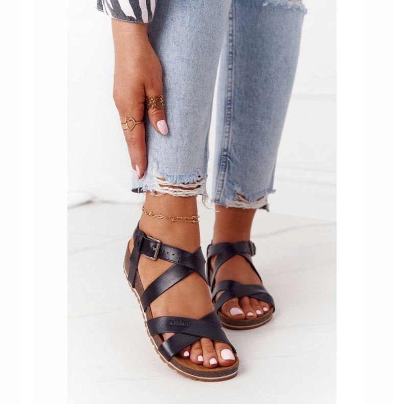 Sandales noires à semelle en liège Big Star DD274A009 1