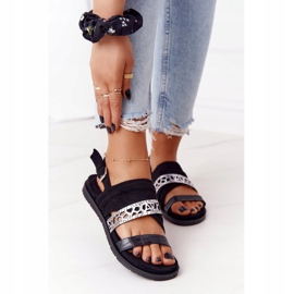 EVE Sandales en Daim Femme Noir et Argent Asturias 2