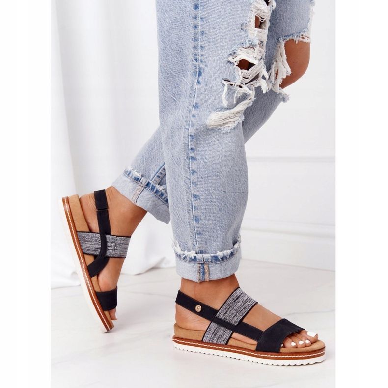 EVE Sandales Avec Cuff Argent Noir Almeria 2