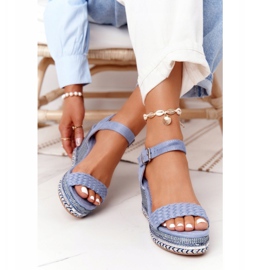 PG1 Sandales Compensées À Paillettes Bleues Scilla 3