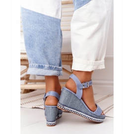 PG1 Sandales Compensées À Paillettes Bleues Scilla 5