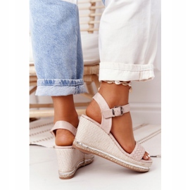 PG1 Sandales compensées beiges Scilla à sequins 4