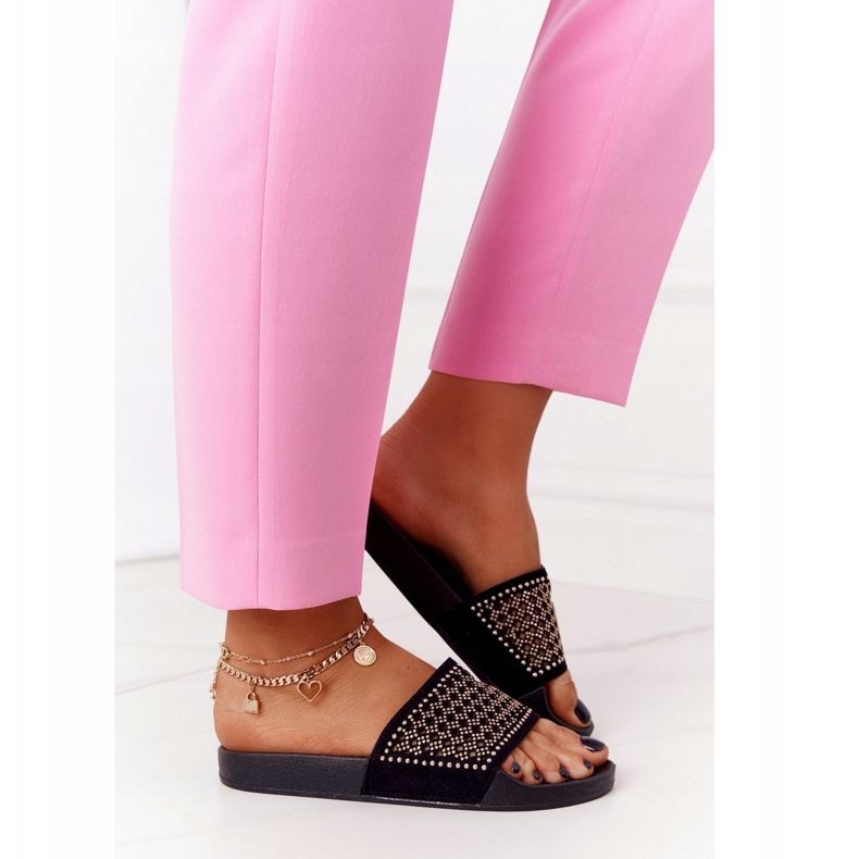 EVE Pantoufles Tonya Noires En Caoutchouc Avec Paillettes le noir 2