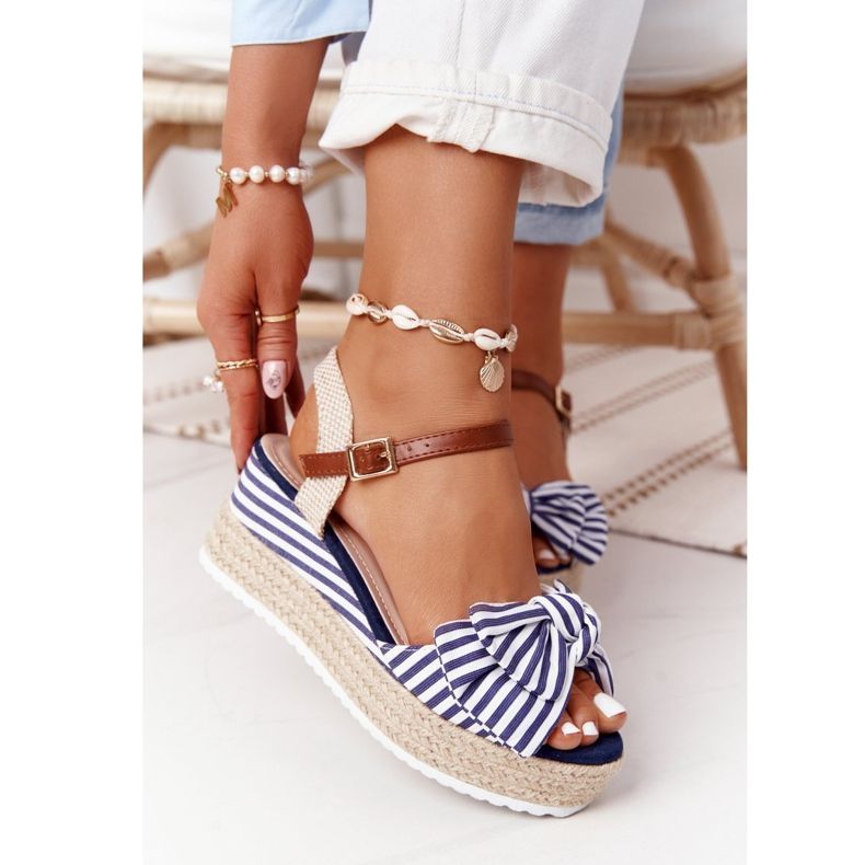 PG1 Sandales compensées bleu marine La Isla Bonita blanche multicolore 1