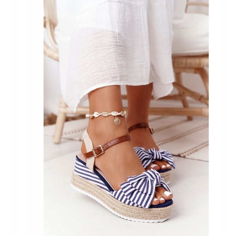 PG1 Sandales compensées bleu marine La Isla Bonita blanche multicolore 2