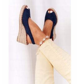 PG1 Sandales compensées Las Palomas avec tresses beige bleu marine 1