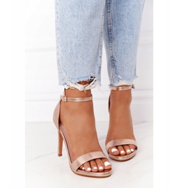 PG1 Sandales élégantes sur un talon haut glamour en or rose d'or 2