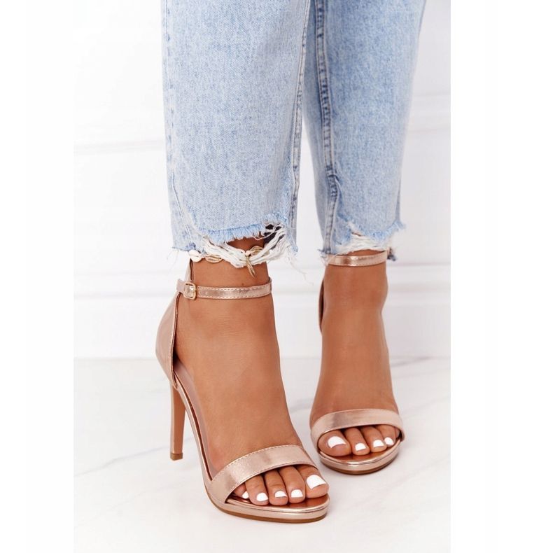 PG1 Sandales élégantes sur un talon haut glamour en or rose doré 2
