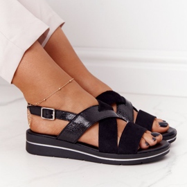 Sandales en Daim Sergio Leone SK039 Noir et Argent 1