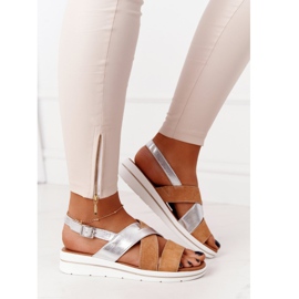 Sandales en daim Sergio Leone SK039 Beige et Argent 3