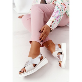 Sandales à enfiler sur la plateforme Sergio Leone SK029 Blanc-Argent blanche 1