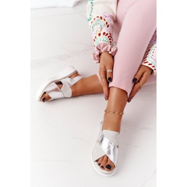 Sandales à enfiler sur la plateforme Sergio Leone SK029 Blanc-Argent blanche 2