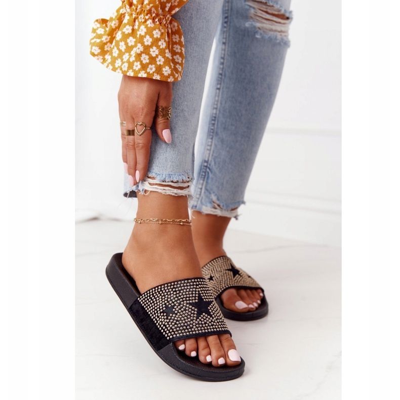 EVE Pantoufles en caoutchouc noires Edie avec jets 2