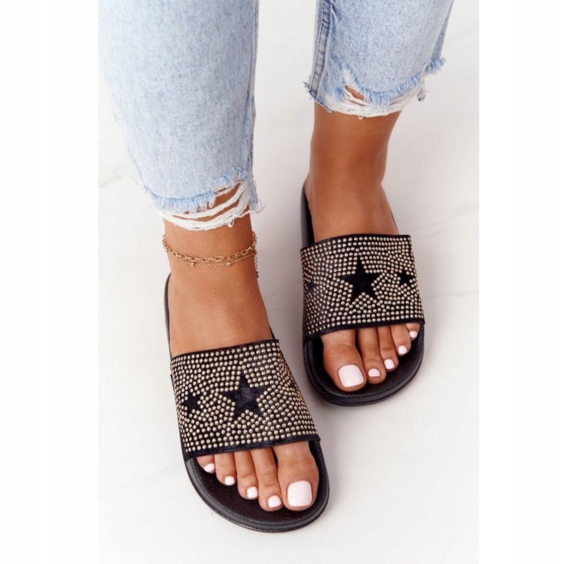 EVE Pantoufles en caoutchouc noires Edie avec jets le noir 1