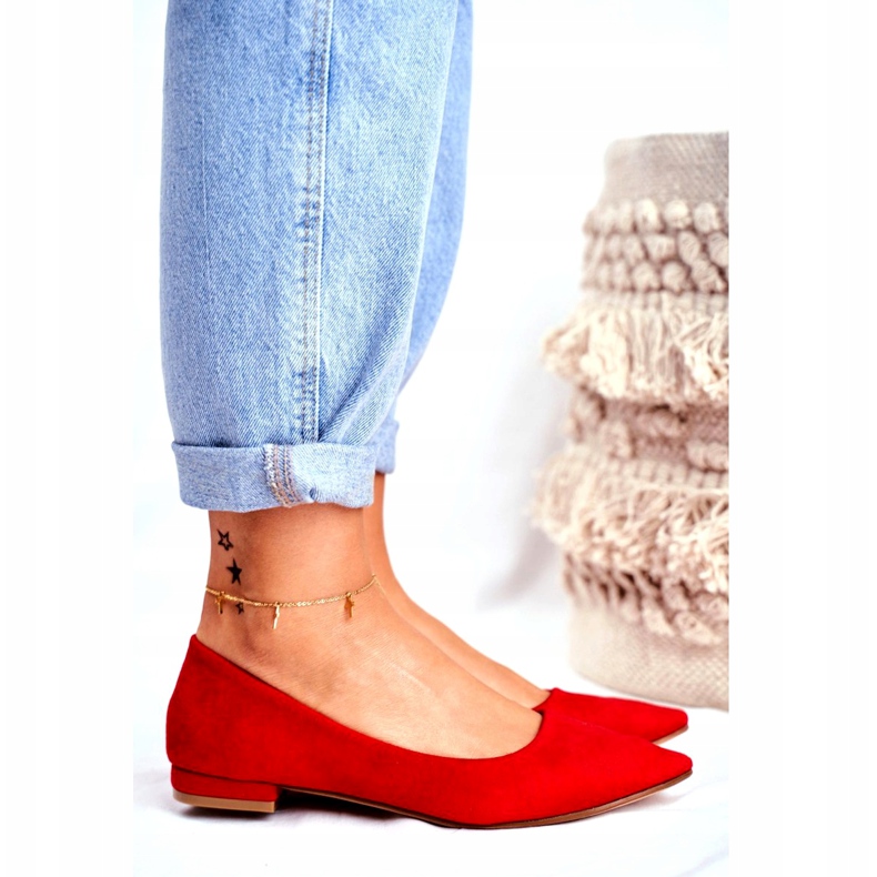 EVE Ballerines Femme En Daim Spitz Rouge Westley 2